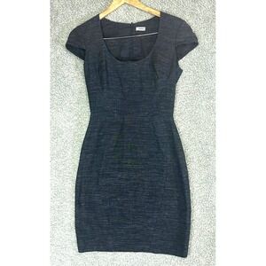L'AGENCE Denim Sheath Mini Dress Women 4 Textured Quiet Luxury Dark Academia